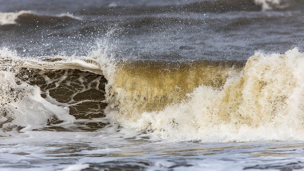 Wellen bei Sturm in der Nordsee.