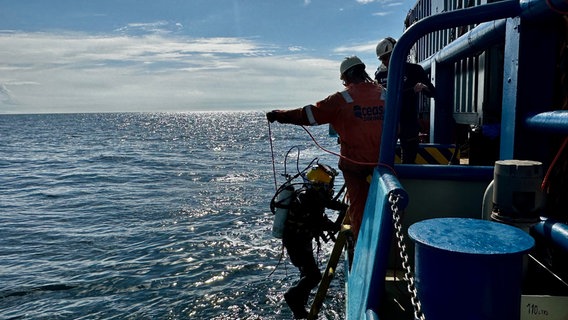 Teil der Vorarbeiten: Bei Tauchgängen wurden aktuelle Informationen zum Zustand des Wracks gesammelt. © Wasser- und Schifffahrtsverwaltung des Bundes (WSV) 