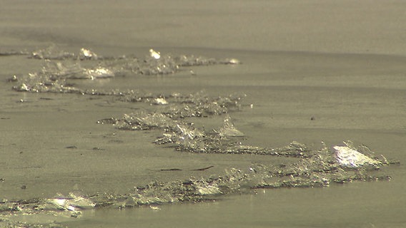 Eine Eisschicht befindet sich auf einem Gewässer. © NDR 