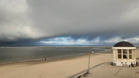 Menschen gehen am Strand von Borkum spazieren. © NDR Foto: Heike Scheibe