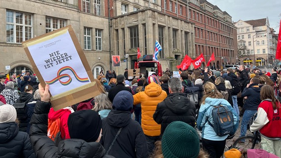 Eine Demonstration für die Demokratie auf dem kieler Rathausmarkt © NDR Foto: Maja Bahtijarevic