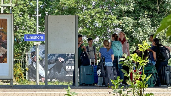 Bahnreisende stehen an einem Bahnsteig in Elmshorn. © NDR Foto: Samir Chawki