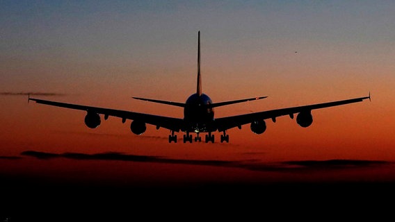 Ein Flugzeug im Anflug über den Hausdächern am Aussichtspunkt Flugbahn Nord-Ost. © picture alliance / empics | Gareth Fuller Foto: Gareth Fuller