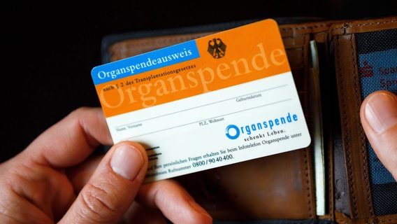 Eine Person hält einen Organspendeausweis zwischen Daumen und Zeigefinger. © picture alliance / Andreas Franke | Andreas Franke Foto: Andreas Franke