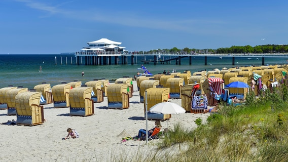 Ostsee und Seeschlösschenbrücke in Timmendorfer Strand. © picture alliance / CHROMORANGE Foto: Christian Ohde