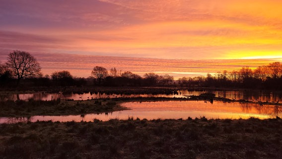 Sonnenaufgang über kleinen Teichen in Wittmoldt. © Jörg von Gartzen Foto: Jörg von Gartzen