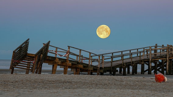 Vollmond am Strand in St. Peter Ording. © Michaela Peter Foto: Michaela Peter