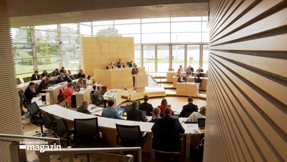 Ein Blick in den Landtag Schleswig-Holsteins während einer Debatte © NDR Foto: NDR Screenshot