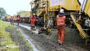 Ein Gleisverlegezug bei der Arbeit © NDR Foto: NDR Screenshot