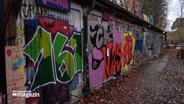 Eine Reihe von Graffiti an einer Wand © NDR Foto: NDR Screenshot