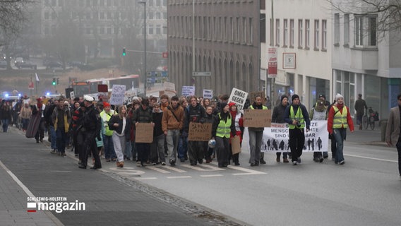 Eine Gruppe von menschen bei einer Demonstration für die Demokratie © NDR Foto: NDR Screenshot