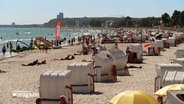 Ein Strand mit Strandkörben und Badegästen © NDR Foto: NDR Screenshot