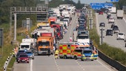 Ein schwerer Unfall auf der A7 Fahrtrichtung Süden kurz hinter Neumünster Nord. © Daniel Friederichs 