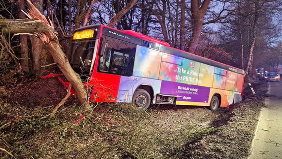 Ein verunfallter Bus in Gudendorf. © Westküsten News 