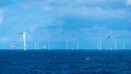 Ein Offshore-Windpark in der Nordsee nordwestlich der Insel Helgoland. © imageBROKER Foto: Wolfgang Diederich