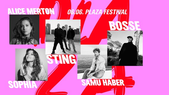 Das NDR 2 Plaza Festival mit Sting, Samu Haber, Bosse, Sophia und Alice Merton. © PaperPlaneRecords, Carter B. Smith, janitaautio, Sarah Storch Foto: PaperPlaneRecords, Carter B. Smith, janitaautio, Sarah Storch