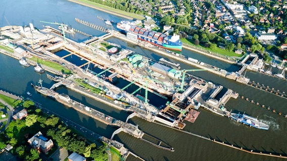 Luftaufnahme der Schleusen am Nord-Ostsee-Kanal in Brunsbüttel © picture alliance/ABBfoto 