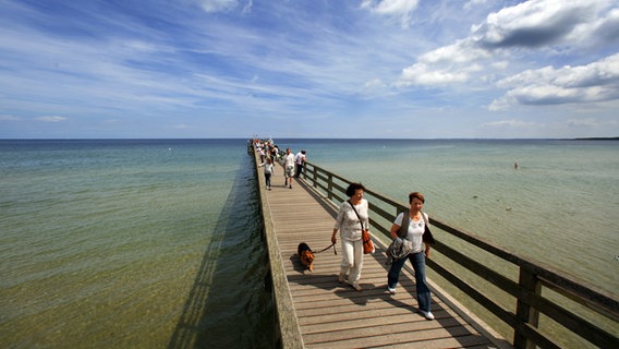 Touristen auf der Seebrücke in Boltenhagen an der Ostsee. © picture alliance dpa Foto: Jens Büttner