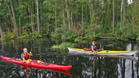 Zwei Kajakfahrer auf der Peene. © TMV/outdoor-visions.com 