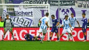 Rostocks Spieler bejubeln einen Treffer © Imago Images 