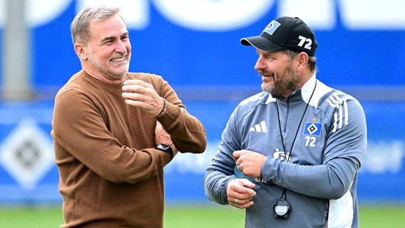 HSV-Sportvorstand Stefan Kuntz (l.) und Trainer Steffen Baumgart © Witters 