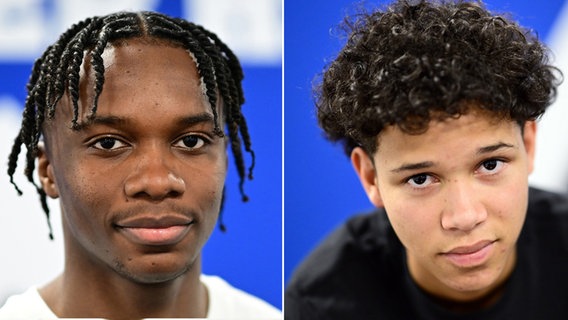 Die HSV-Neuzugänge Aboubaka Soumahoro (l.) und Alexander Rössing-Lelesiit. © Witters 