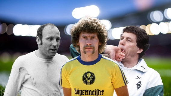 Collage mit Uwe Seeler, Paul Breitner und Otto Rehhagel (v.l.) © picture alliance 