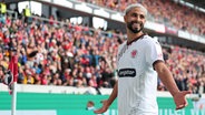 0:3 Tor, Jubel, Torschuetze Elias Saad (St. Pauli) Freiburg, 28.09.2024, Fussball, Bundesliga, SC Freiburg - FC St. Pauli 0:3 © witters 