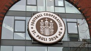 Das Logo der Genossenschaft des FC St. Pauli am Millerntor-Stadion in Hamburg © IMAGO / osnapix 