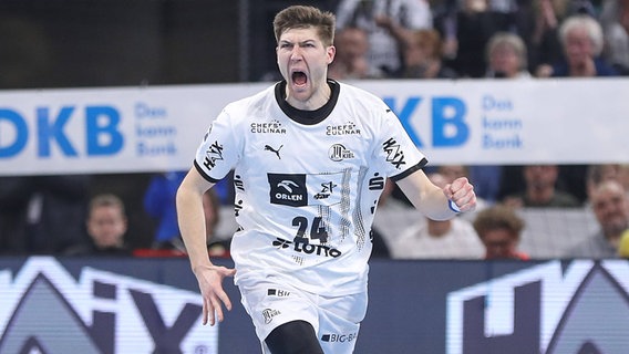 Jubel bei Lukas Zerbe vom THW Kiel © IMAGO / Jan Huebner 