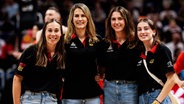 Das Olympia-Team beim 3x3-Basketball (v.l.) Svenja Brunckhorst, Sonja Greinacher, Marie Reichert und Elisa Mevius © IMAGO/BEAUTIFUL SPORTS Foto: Wunderl