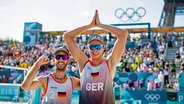 Die Beachvolleyballer Clemens Wickler und Nils Ehlers (v.l.) © IMAGO/Eibner-Pressefoto Foto: Memmler