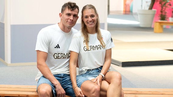 Die deutschen Leichtathletik-Stars Luna Bulmahn und Jean Paul Bredau © IMAGO / Sven Simon 