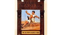 Wie aus der Darstellung mit einem Hochspringer hervorgeht, standen bei den Olympischen Spielen 1908 in London die Wettkämpfe der Leichtathletik im Mittelpunkt. © picture-alliance / dpa