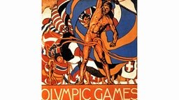 In Englisch wirbt dieses offizielle schwedische Plakat für die V. Olympischen Sommerspiele in Stockholm (29. Juni bis 22. Juli 1912). In der eleganten und verschlungenen Manier des Jugendstils sind Fahnen schwingende nackte Athleten dargestellt. © picture-alliance / dpa
