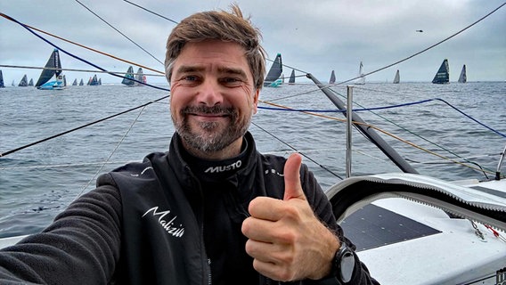 Boris Herrmann beim Start der Vendée Globe © Team Malizia Foto: Boris Herrmann