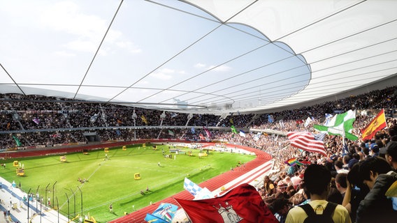Das geplante Hamburger Olympia-Stadion während der Wettkämpfe © picture alliance / dpa | Gmp/Bloomimages 