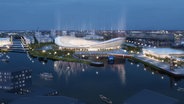 Das geplante Olympia-Stadion auf dem Kleinen Grasbrook in Hamburg © picture alliance / dpa | Gmp/Bloomimages 