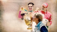 Cover, auf dem Katarina Witt, Michael Schumacher und Boris Becker jubeln. © Imago/dpa/NDR 