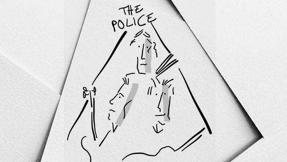 Zeichnung der Band The Police © Ocke Bandixen NDR Foto: Ocke Bandixen NDR